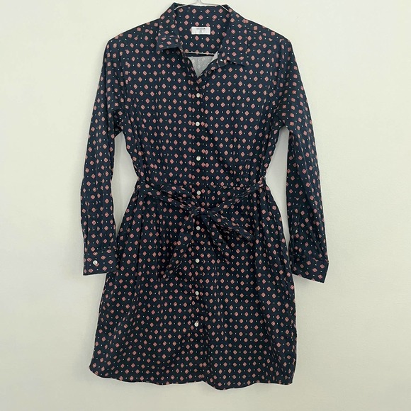 UNTUCKit Dark Blue and Coral Dot Long Sleeve Dress - Picture 1 of 7